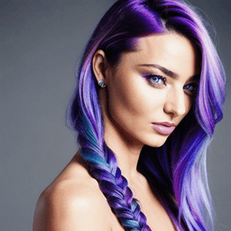 Braided Blue & Purple Hairstyle AI avatar/profile picture for women